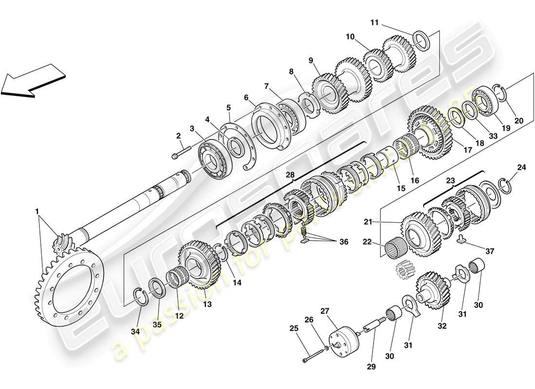 ferrari f430 coupe (europe) engrenages d'arbre secondaire schéma des pièces
