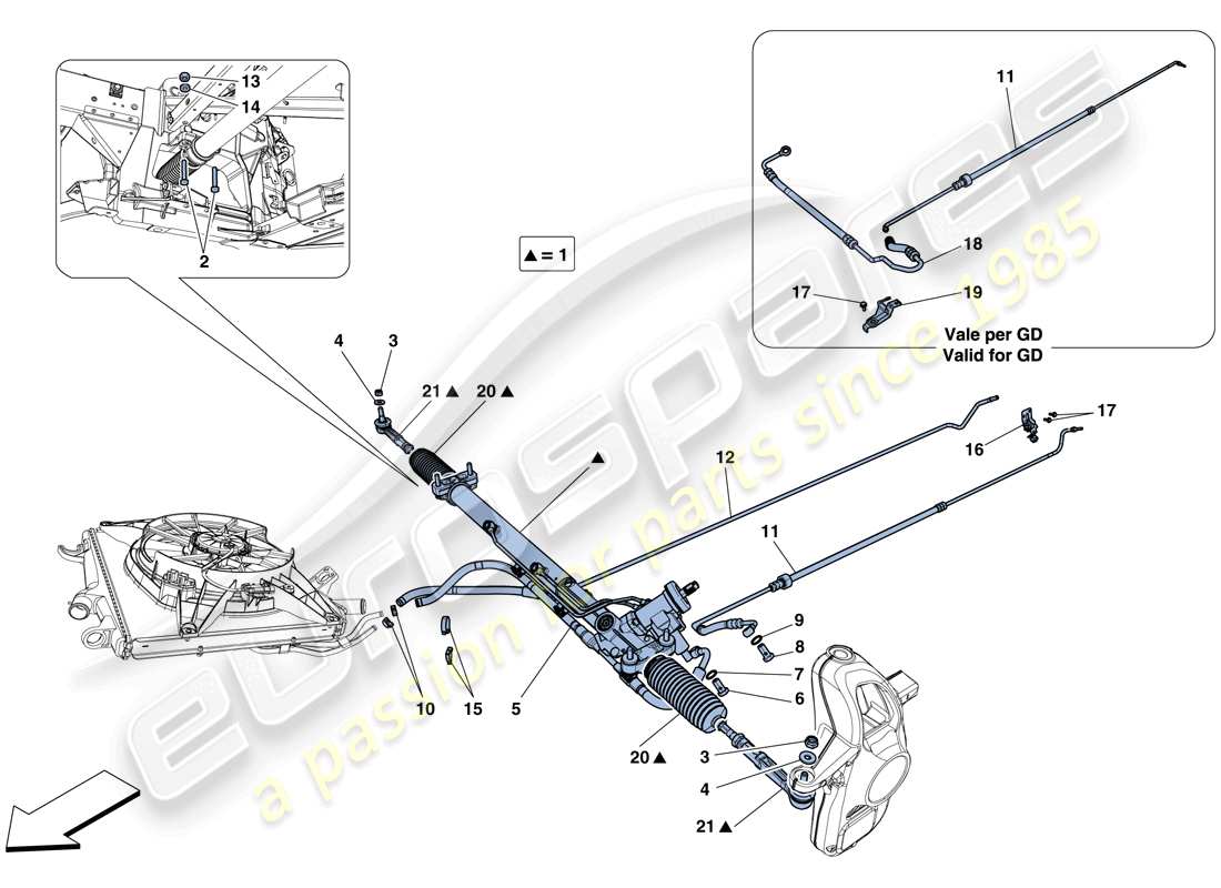 ferrari 458 speciale aperta (usa) boîte de direction assistée hydraulique schéma des pièces