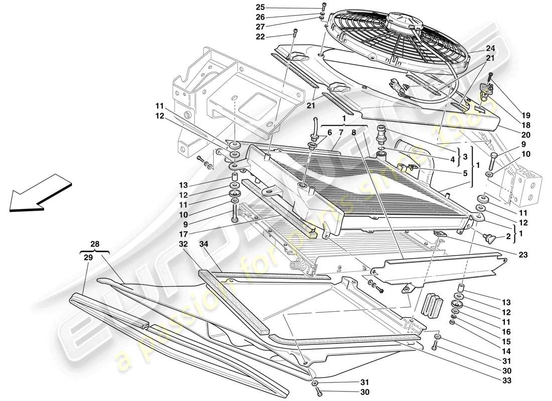 maserati mc12 radiateurs du système de refroidissement schéma des pièces