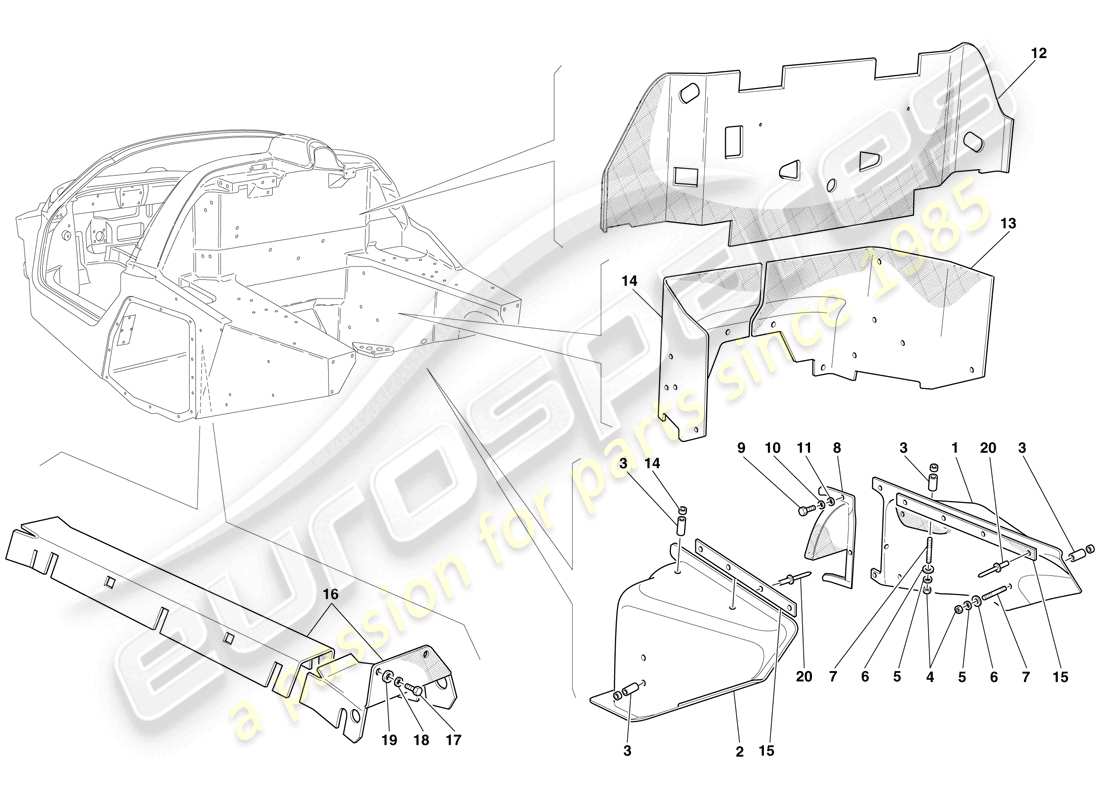 maserati mc12 boucliers thermiques et isolations schéma des pièces