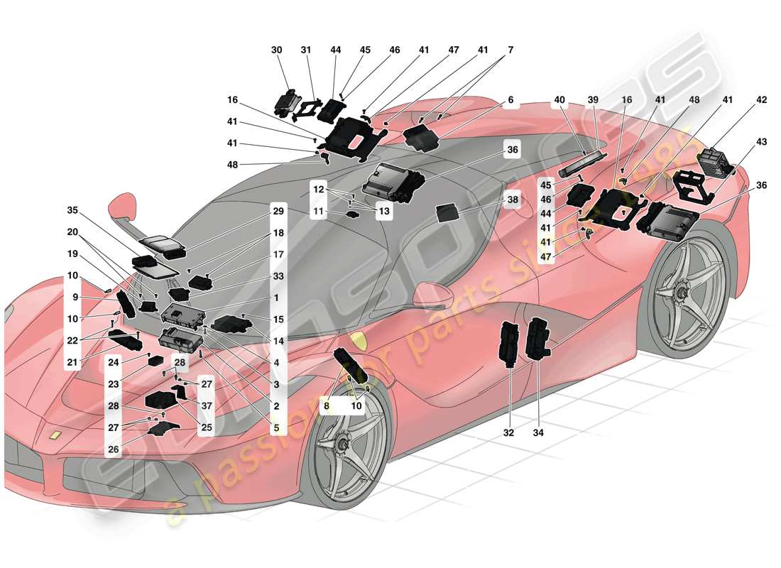 ferrari laferrari (usa) schéma des pièces des calculateurs du véhicule