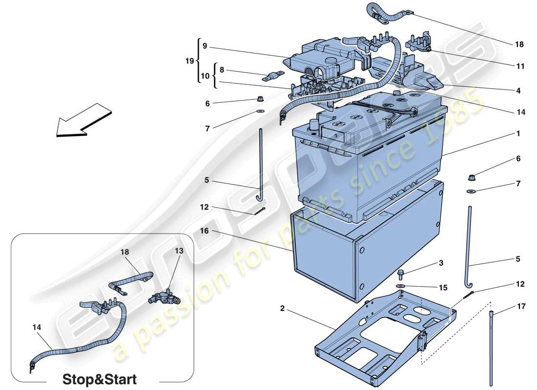 ferrari f12 berlinetta (europe) diagramme des pièces de la batterie