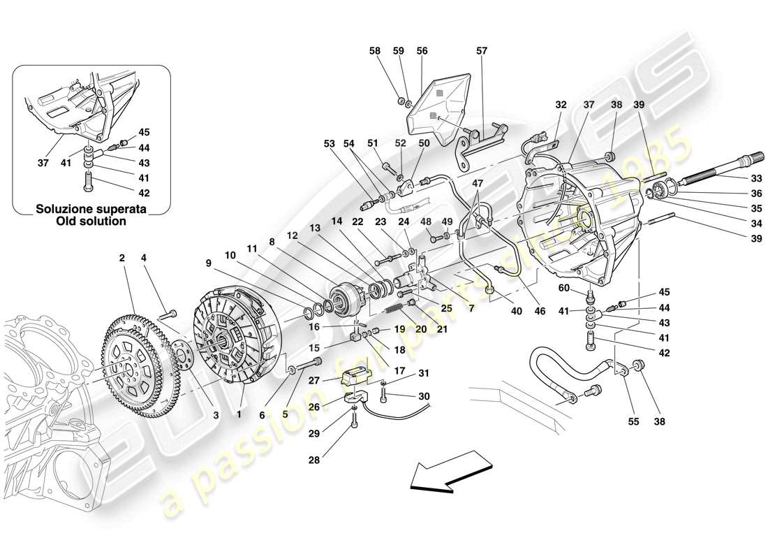 ferrari 599 gtb fiorano (rhd) embrayage et commandes schéma des pièces