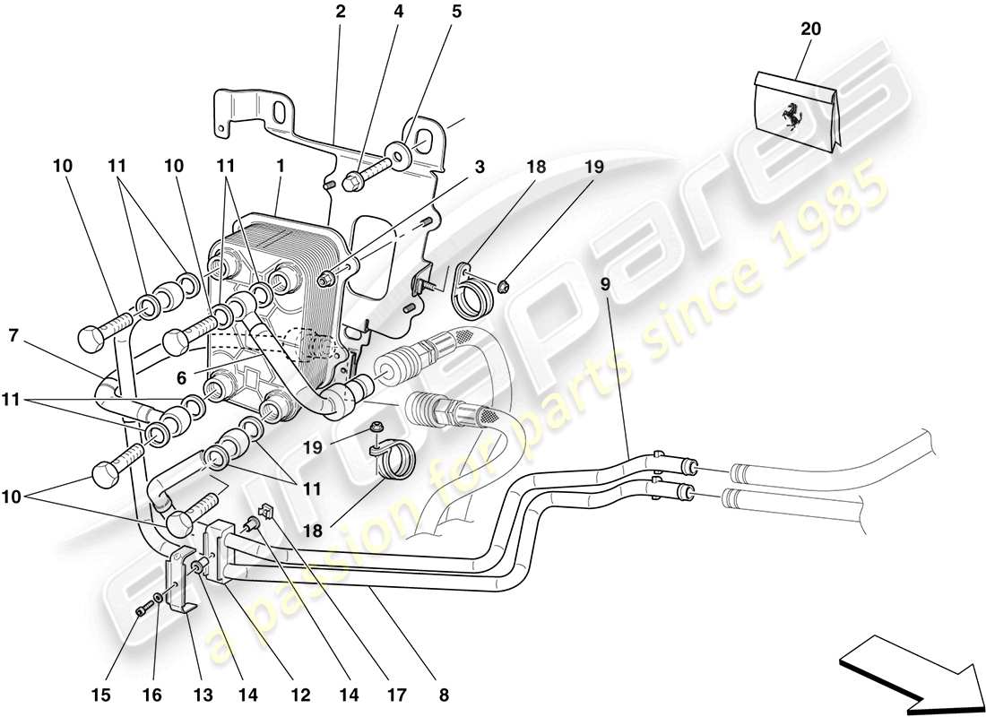 ferrari california (usa) système de lubrification et de refroidissement à l'huile de boîte de vitesses schéma des pièces