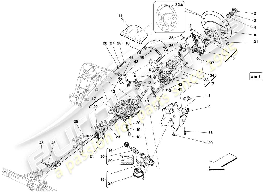 ferrari 599 sa aperta (europe) commande de direction schéma des pièces