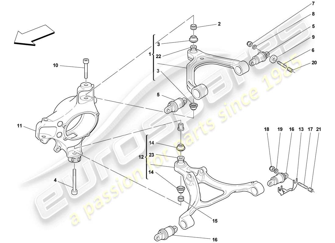 ferrari f430 scuderia spider 16m (rhd) suspension avant - bras schéma des pièces