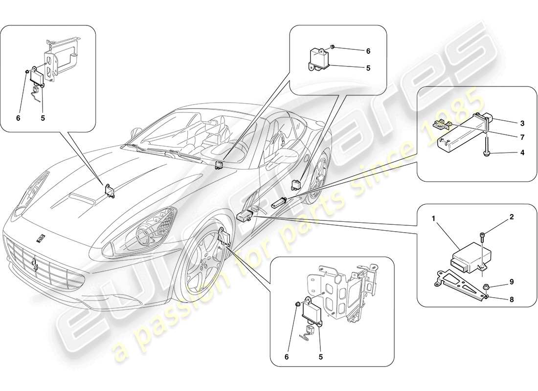 ferrari california (usa) système de surveillance de la pression des pneus schéma des pièces
