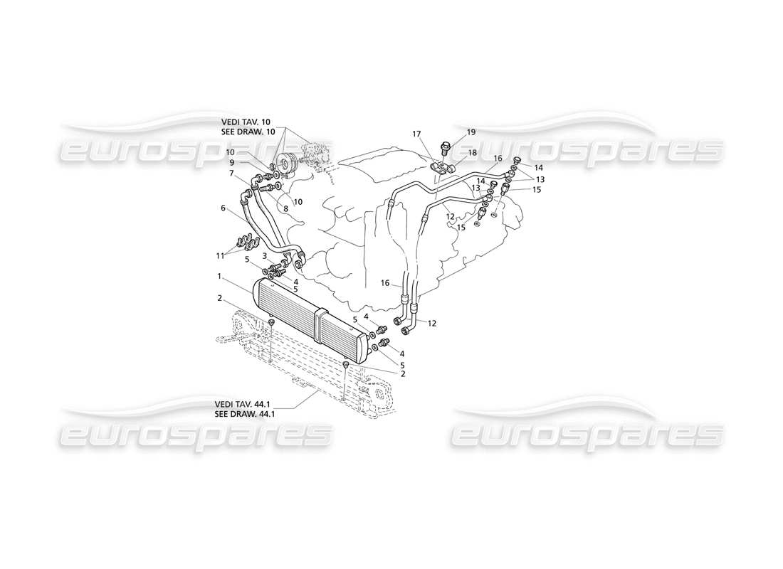 maserati qtp v8 evoluzione refroidissement de l'huile moteur - schéma des pièces at