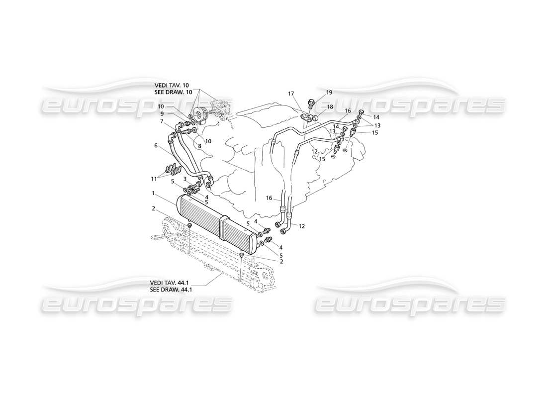 maserati qtp v6 evoluzione refroidissement de l'huile moteur - schéma des pièces at