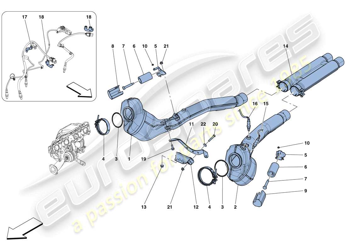 ferrari gtc4 lusso t (europe) convertisseurs précatalytiques et convertisseurs catalytiques schéma des pièces