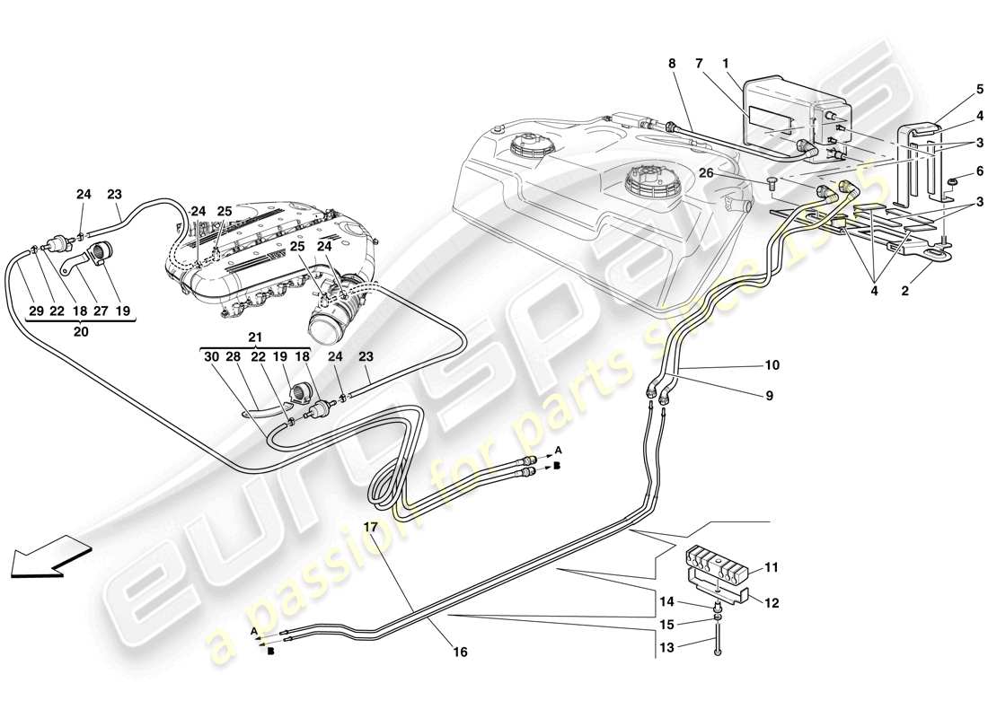 ferrari 599 sa aperta (europe) système de contrôle des émissions par évaporation diagramme des pièces