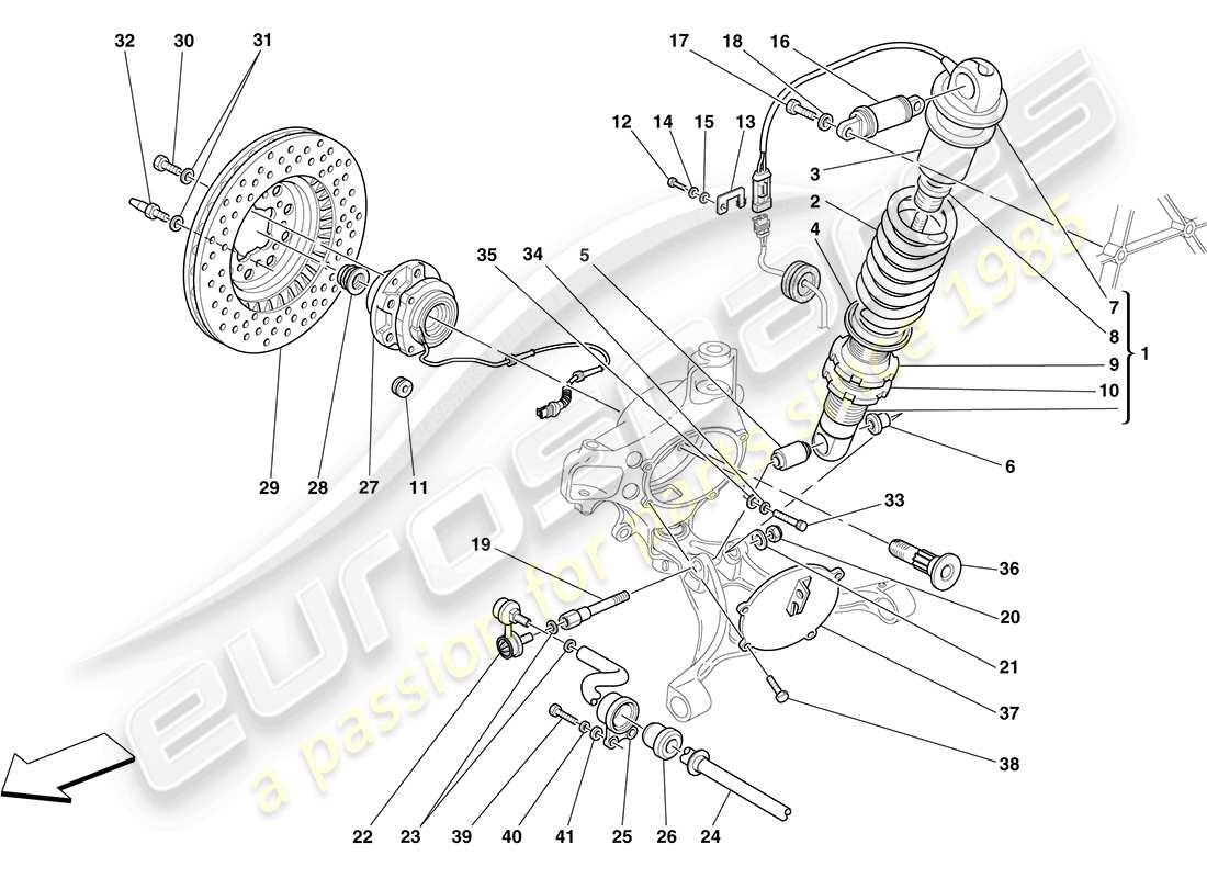 ferrari f430 coupe (europe) suspension avant - amortisseur et disque de frein schéma des pièces