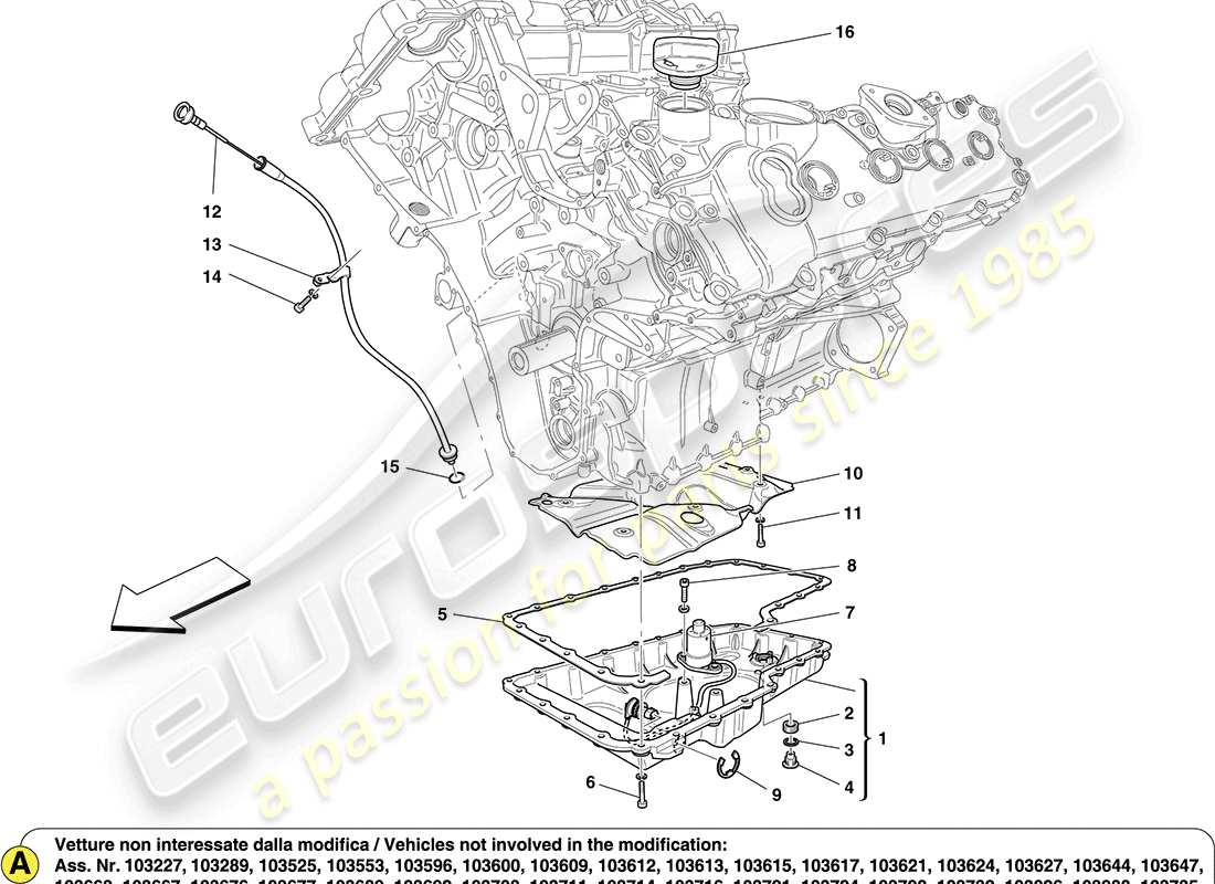 ferrari california (rhd) lubrification : circuit et pickup schéma des pièces