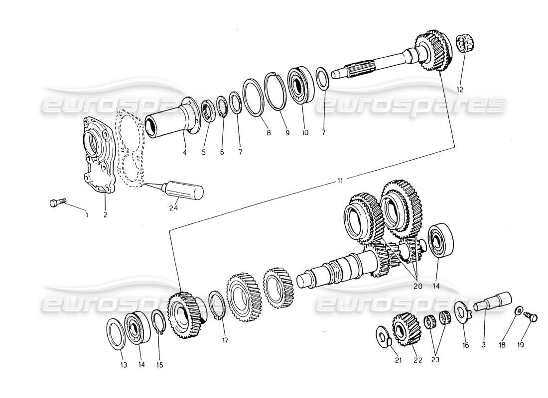 maserati 418 / 4.24v / 430 boîte de vitesses, arbre intermédiaire zf schéma des pièces