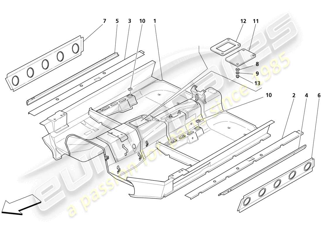 maserati trofeo diagramme des pièces de la structure avant