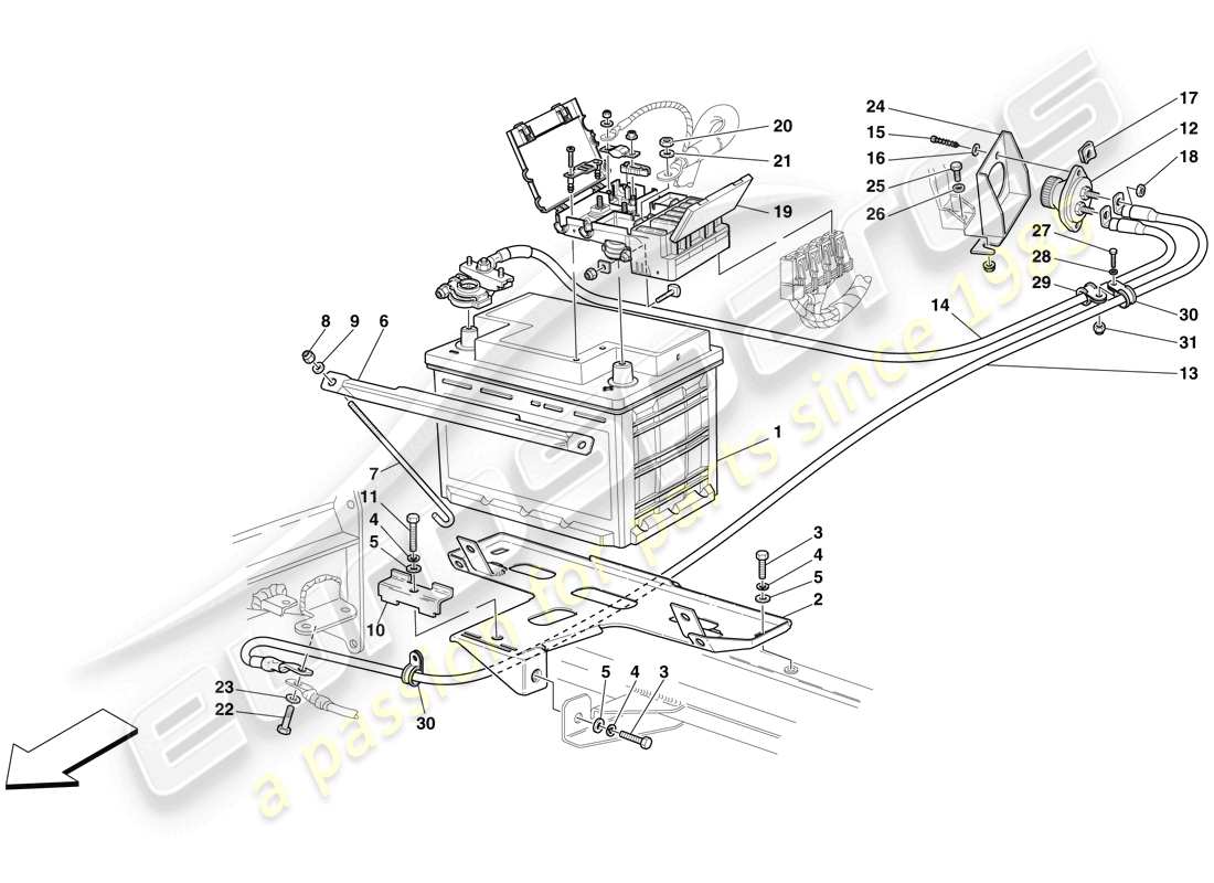 maserati mc12 batterie schéma des pièces