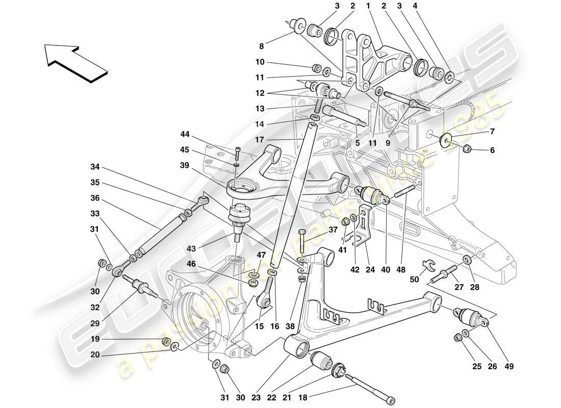 maserati mc12 suspension arrière - diagramme des pièces des triangles