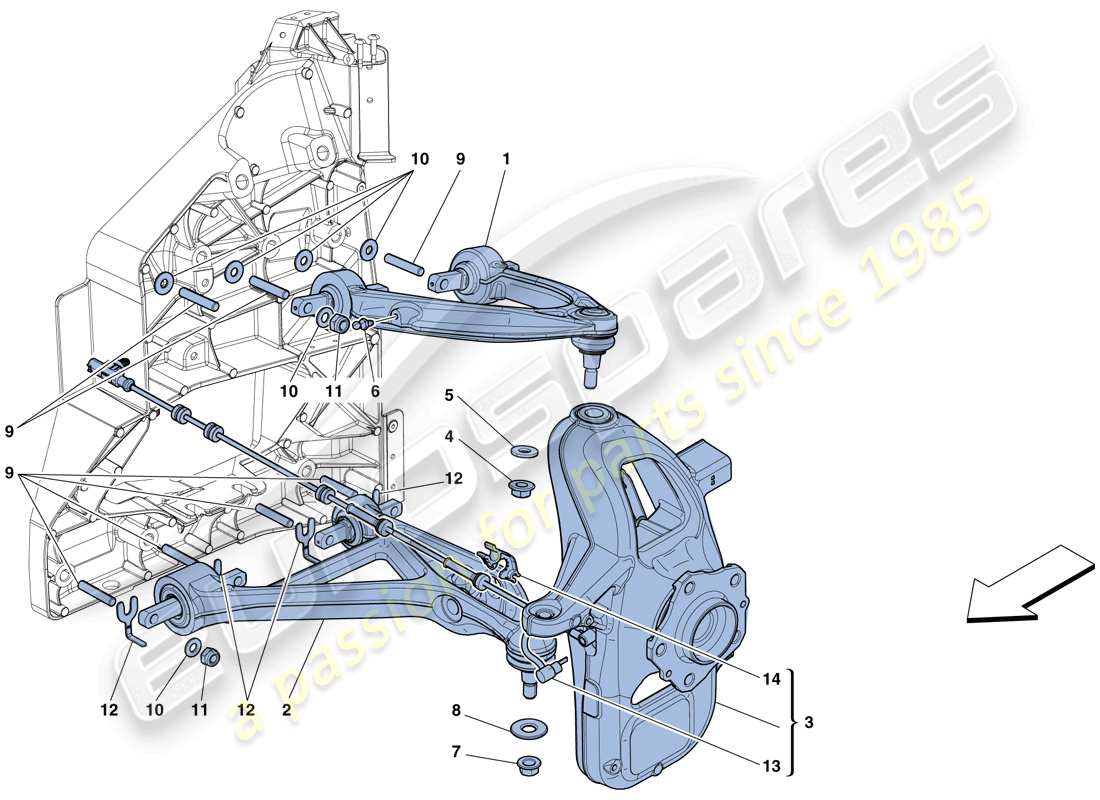 ferrari 458 spider (rhd) suspension avant - bras - schéma des pièces