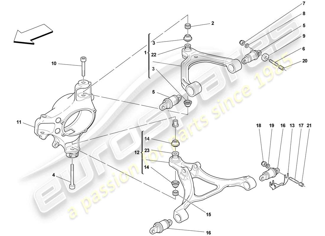 ferrari f430 scuderia (rhd) suspension avant - bras schéma des pièces