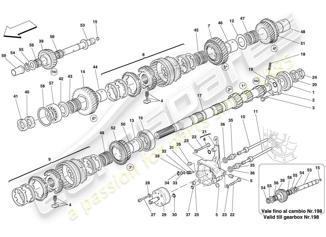 ferrari 612 scaglietti (rhd) engrenages d'arbre de boîte de vitesses primaire et pompe à huile de boîte de vitesses