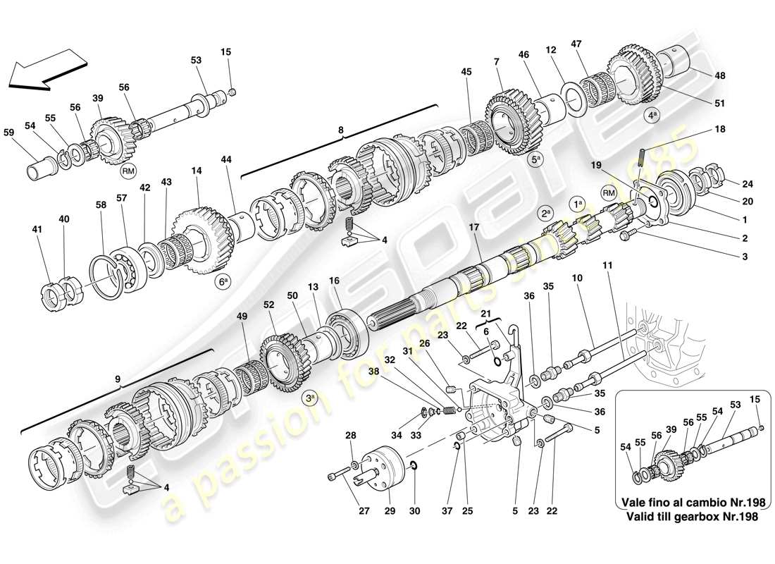 ferrari 612 scaglietti (europe) engrenages d'arbre de boîte de vitesses primaire et pompe à huile de boîte de vitesses