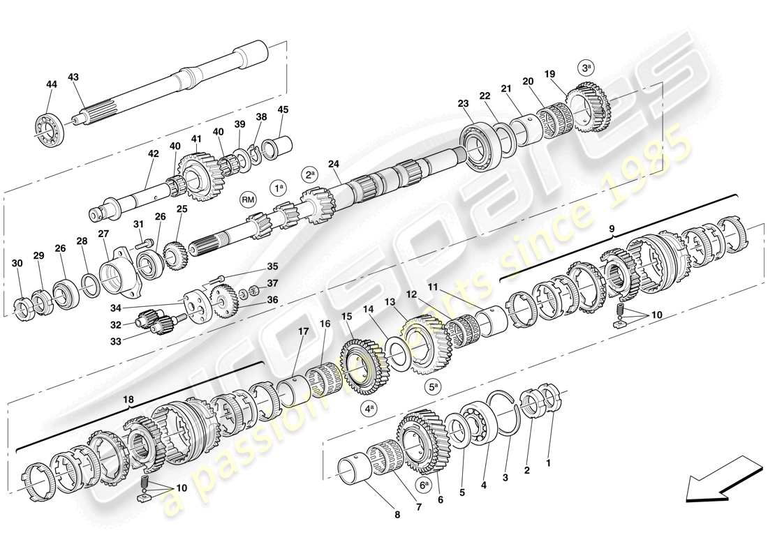 maserati mc12 engrenages de l'arbre principal schéma des pièces