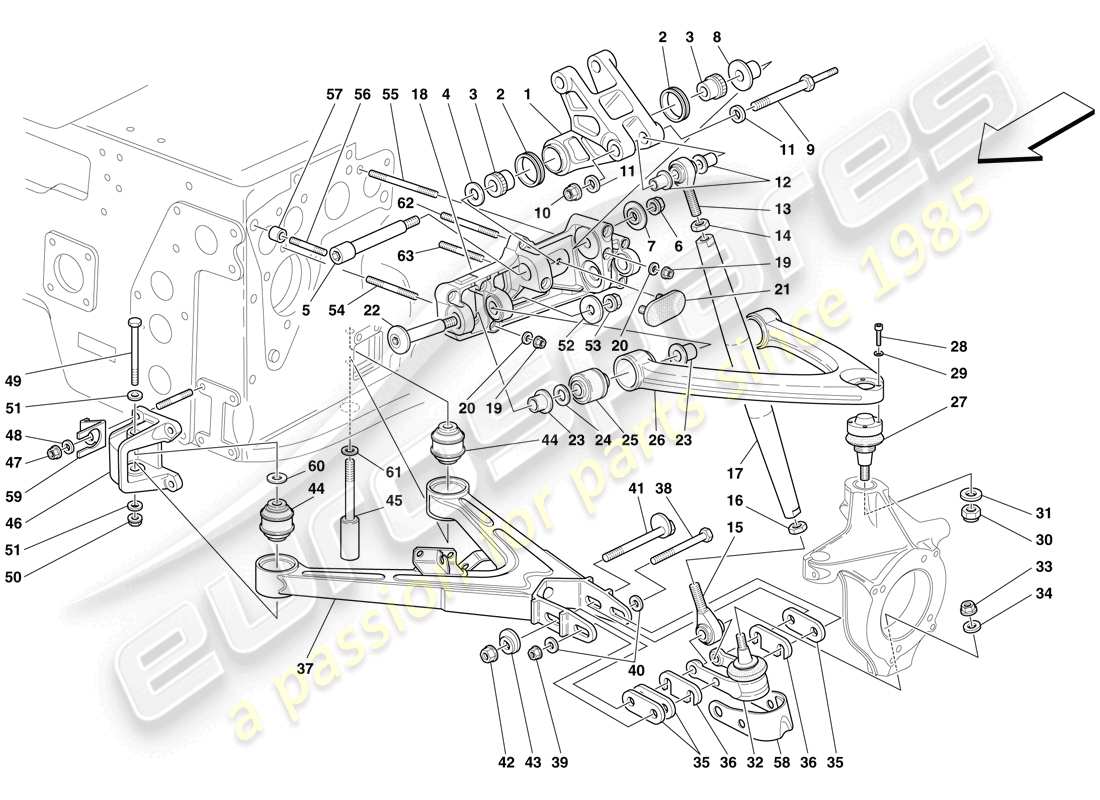 maserati mc12 suspension avant - triangles schéma des pièces