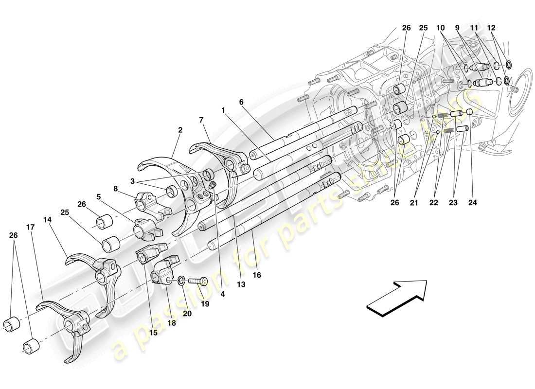 maserati mc12 schéma des pièces des commandes intérieures de la boîte de vitesses