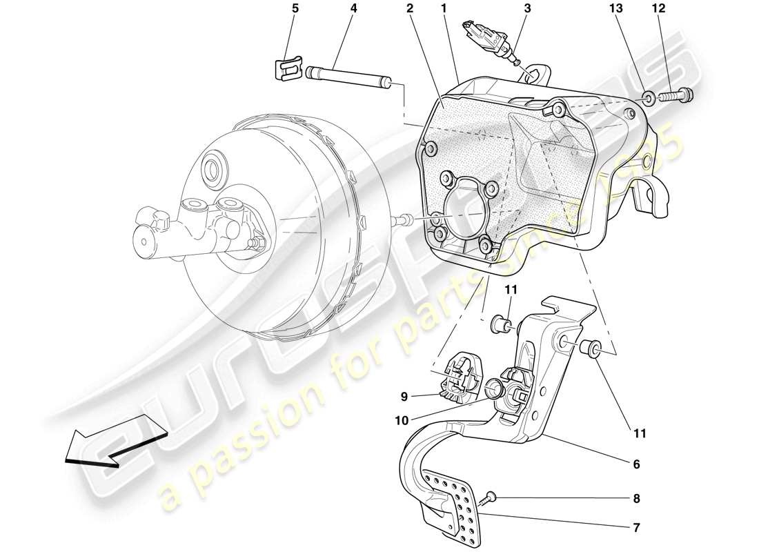 ferrari 599 sa aperta (europe) diagramme des pièces du pedal board