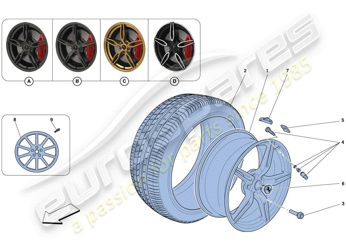 ferrari 458 speciale aperta (usa) roues schéma des pièces