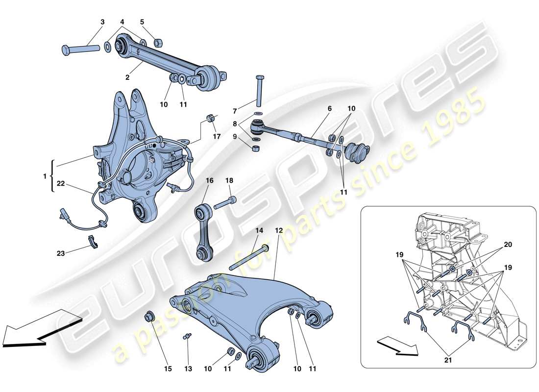 ferrari 458 spider (rhd) suspension arrière - bras - schéma des pièces