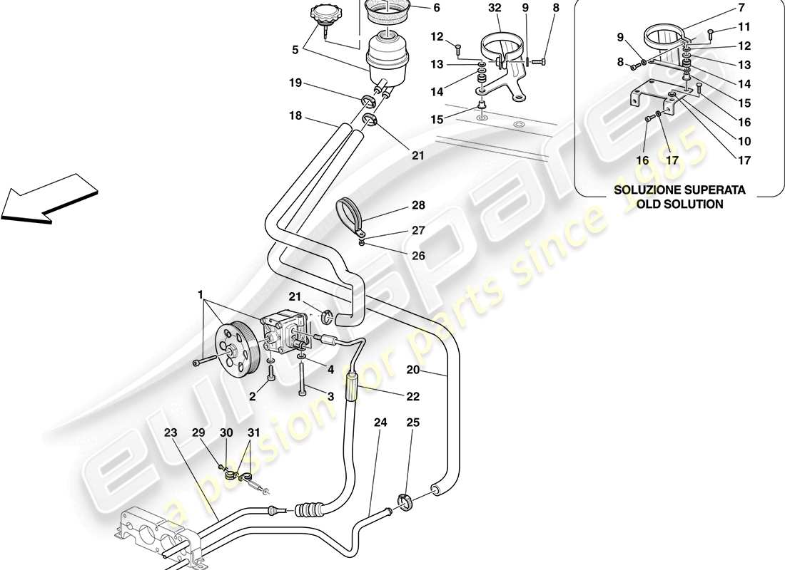 ferrari f430 coupe (europe) pompe et réservoir de direction assistée schéma des pièces