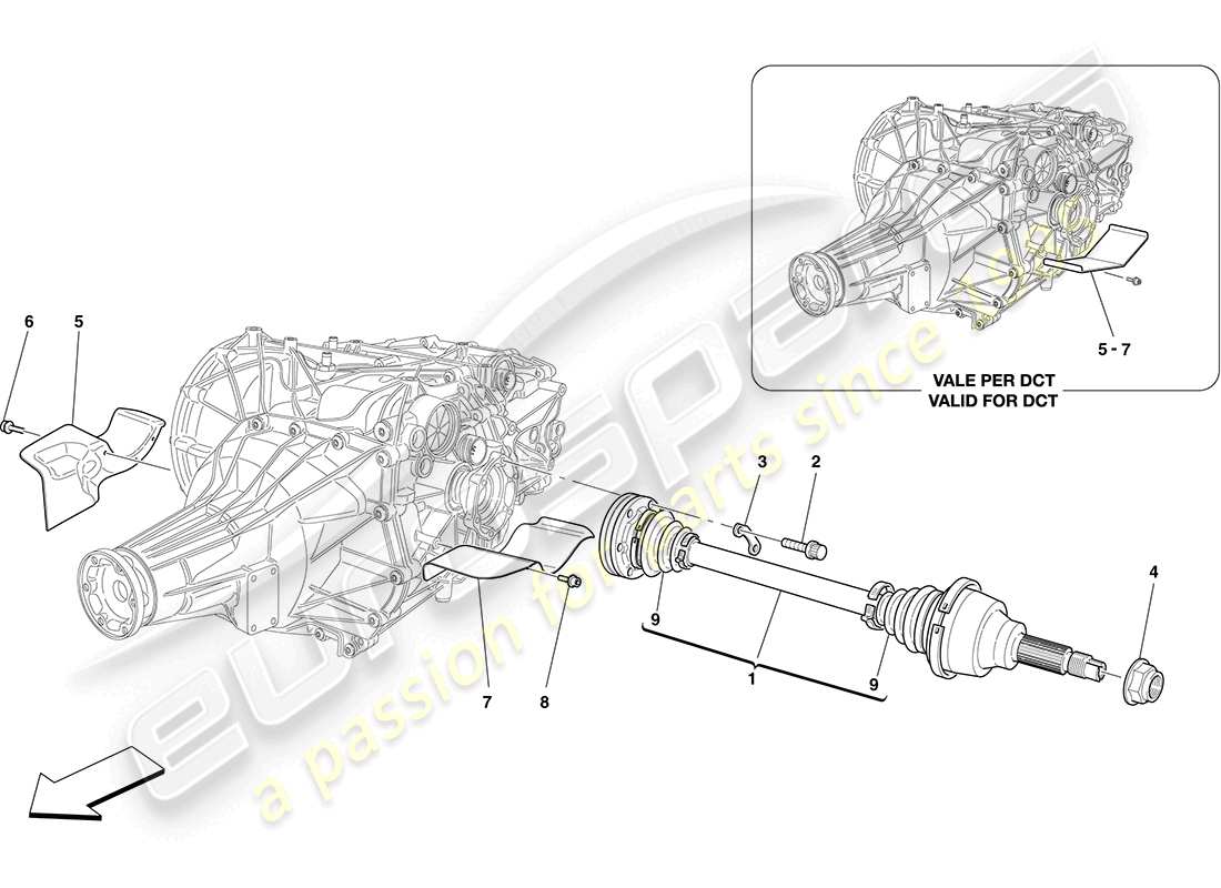 ferrari california (usa) différentiels et arbre de pont arrière schéma des pièces