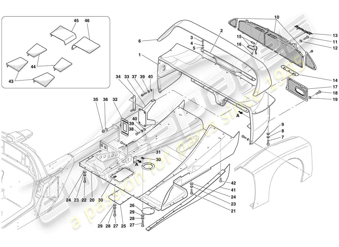 maserati mc12 pare-choc arrière et plancher plat schéma des pièces
