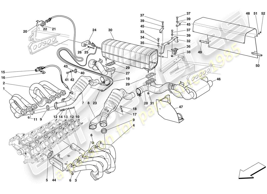 maserati mc12 système d'échappement schéma des pièces