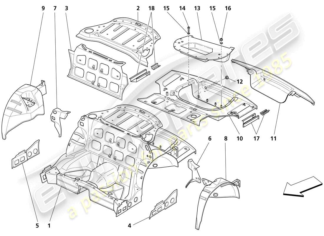 maserati trofeo diagramme des parties de la structure centrale
