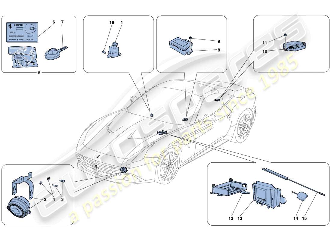 ferrari california t (usa) système antivol schéma des pièces
