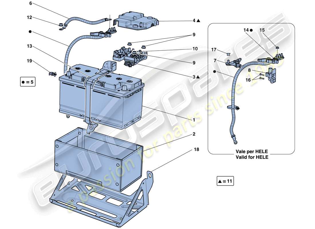 ferrari california t (rhd) batterie schéma des pièces