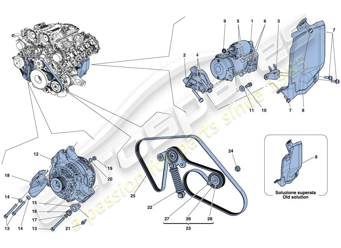 ferrari california t (usa) alternateur - démarreur schéma des pièces
