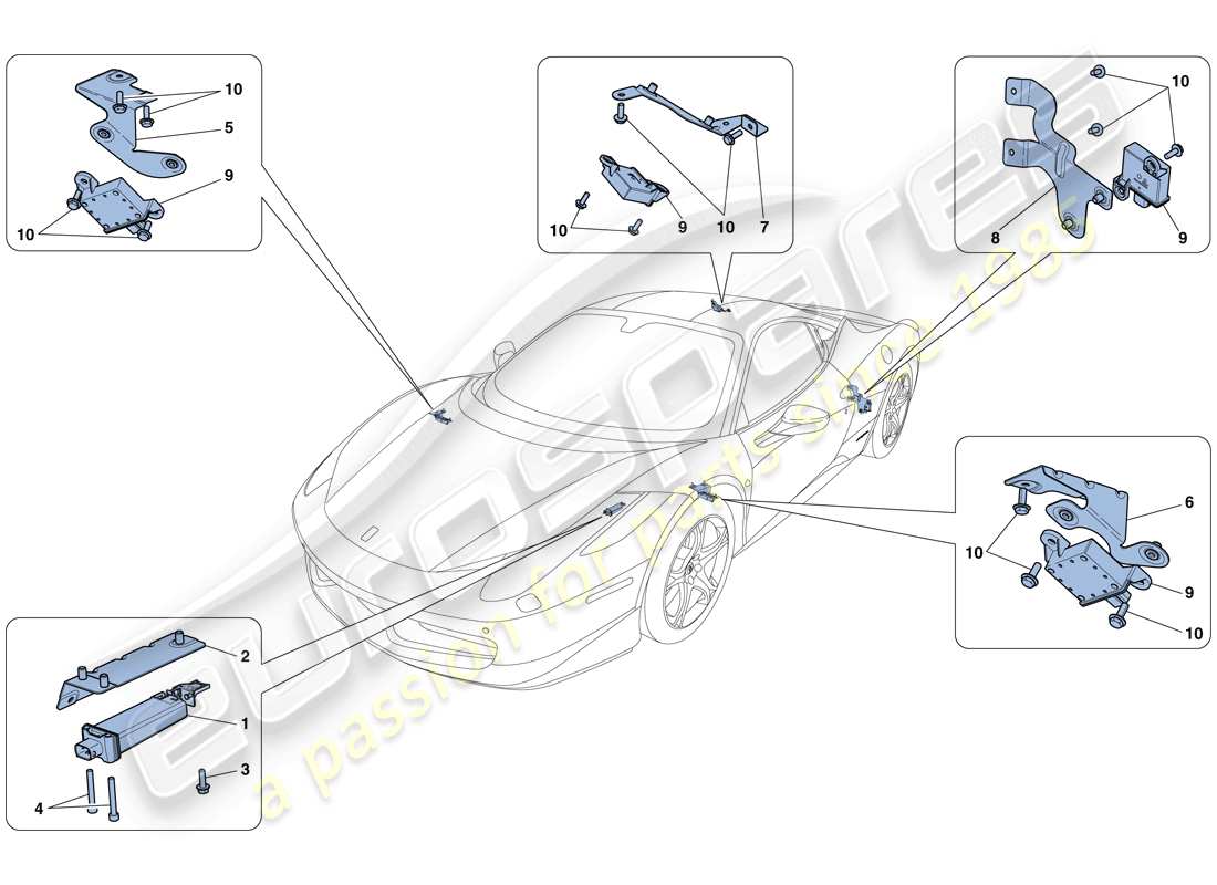 ferrari 458 italia (rhd) système de surveillance de la pression des pneus schéma des pièces