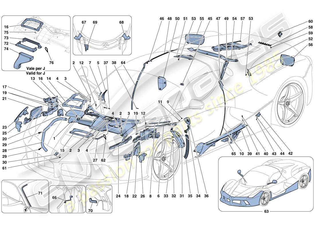 ferrari laferrari aperta (usa) boucliers et garniture schéma des pièces