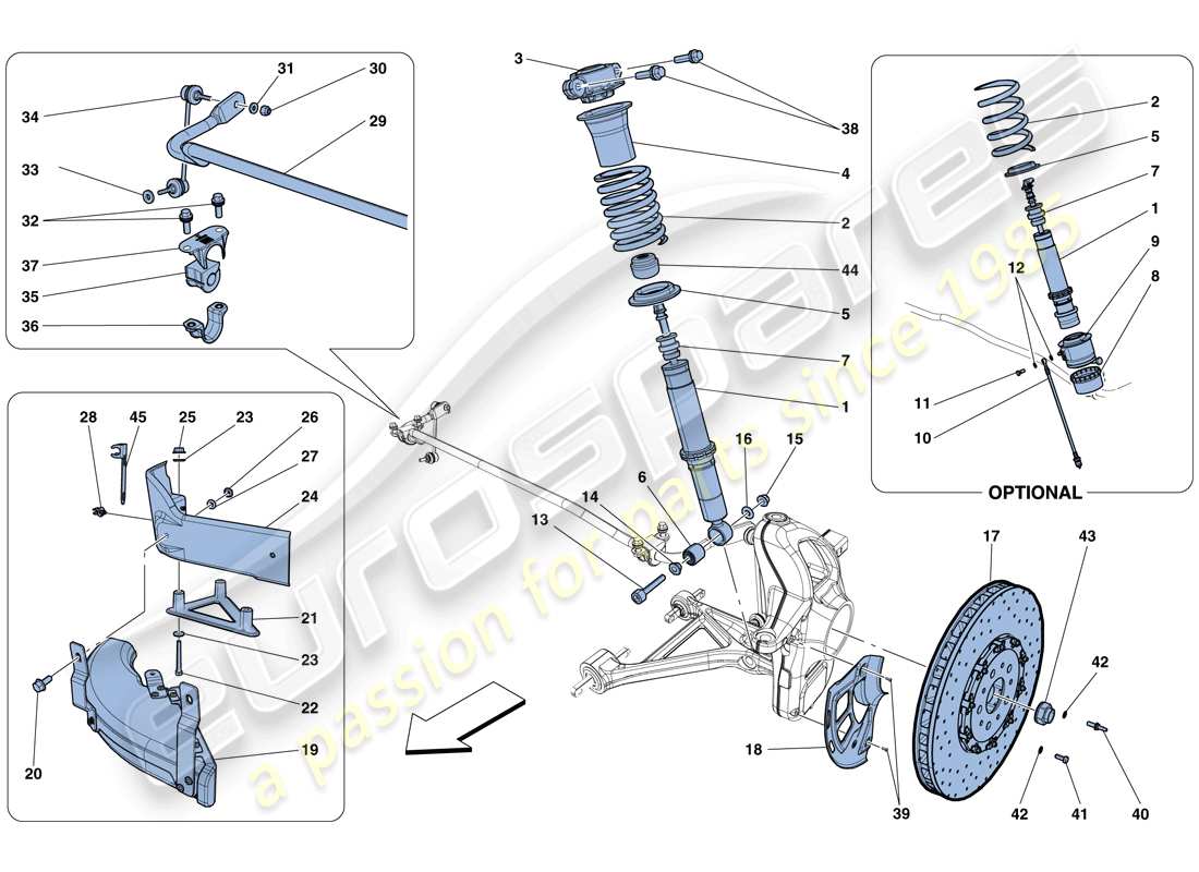 ferrari f12 berlinetta (europe) suspension avant - amortisseur et disque de frein schéma des pièces