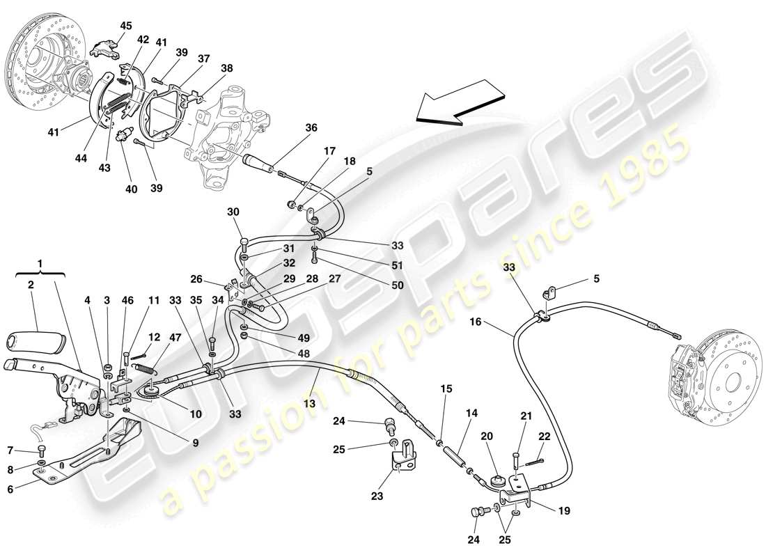 ferrari 599 gto (usa) commande du frein de stationnement schéma des pièces