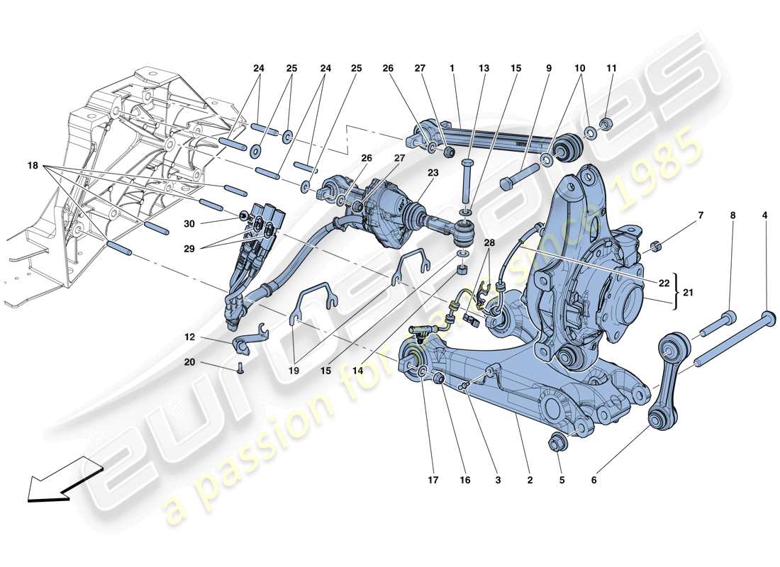 ferrari f12 tdf (rhd) suspension arrière - bras schéma des pièces