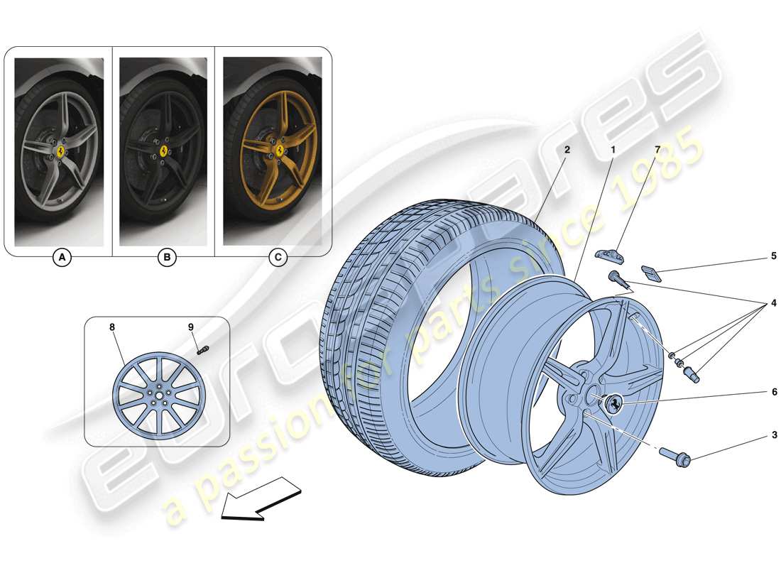 ferrari 458 speciale (europe) roues schéma des pièces