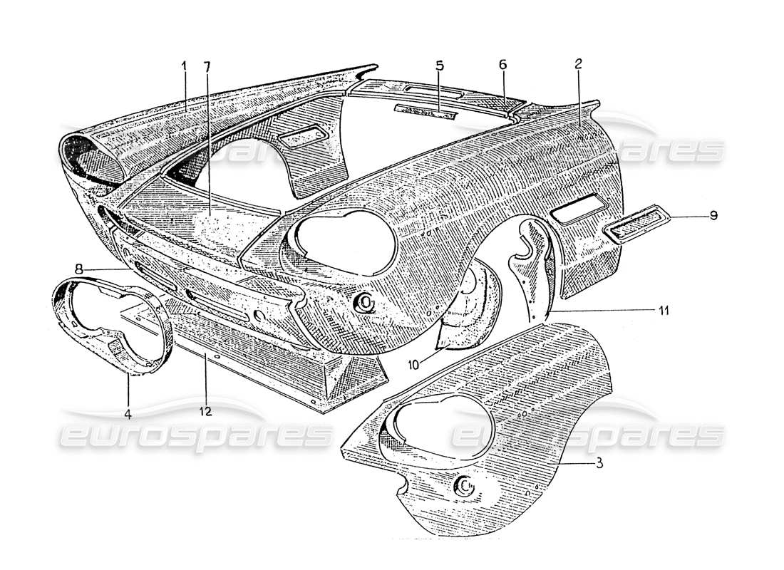 ferrari 330 gt 2+2 (coachwork) panneaux de carrosserie avant (édition 2) schéma des pièces