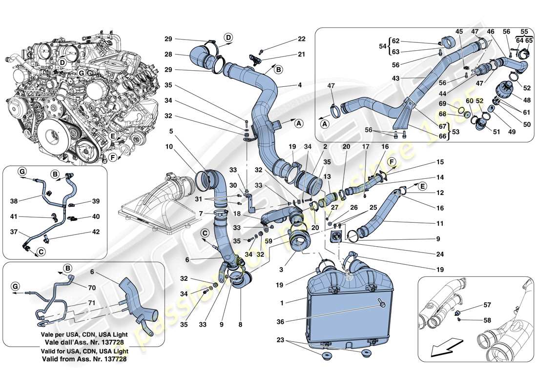 ferrari california t (usa) refroidisseur intermédiaire schéma des pièces