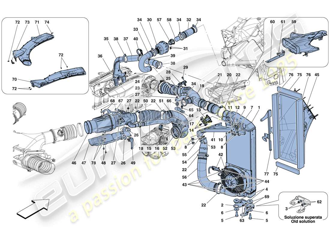 ferrari 488 gtb (europe) refroidisseur intermédiaire schéma des pièces