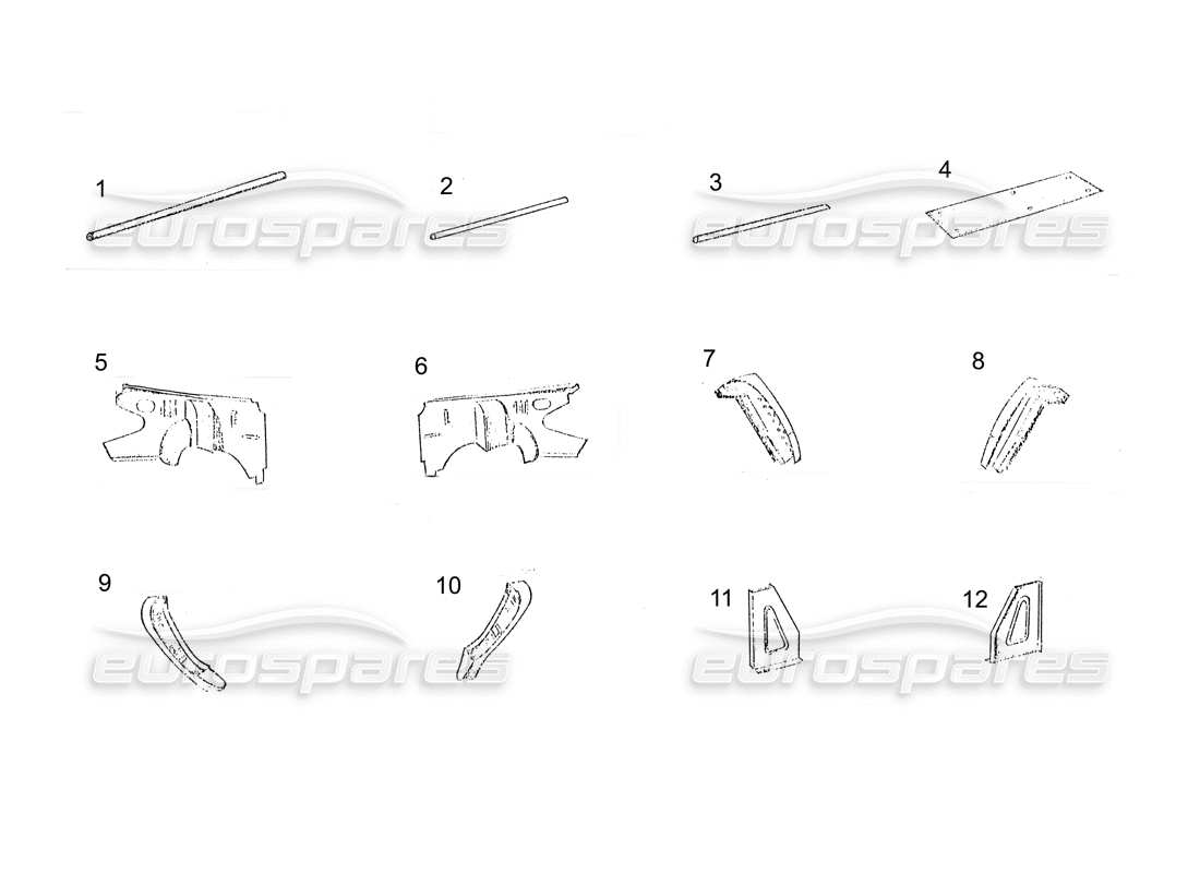 ferrari 250 gt (coachwork) pièces de châssis (suite) schéma des pièces
