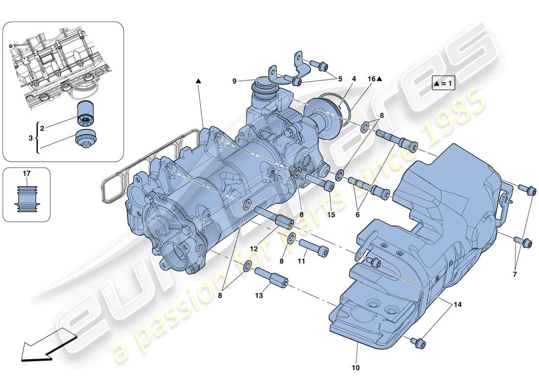 ferrari f12 tdf (rhd) refroidissement - pompe à huile schéma des pièces